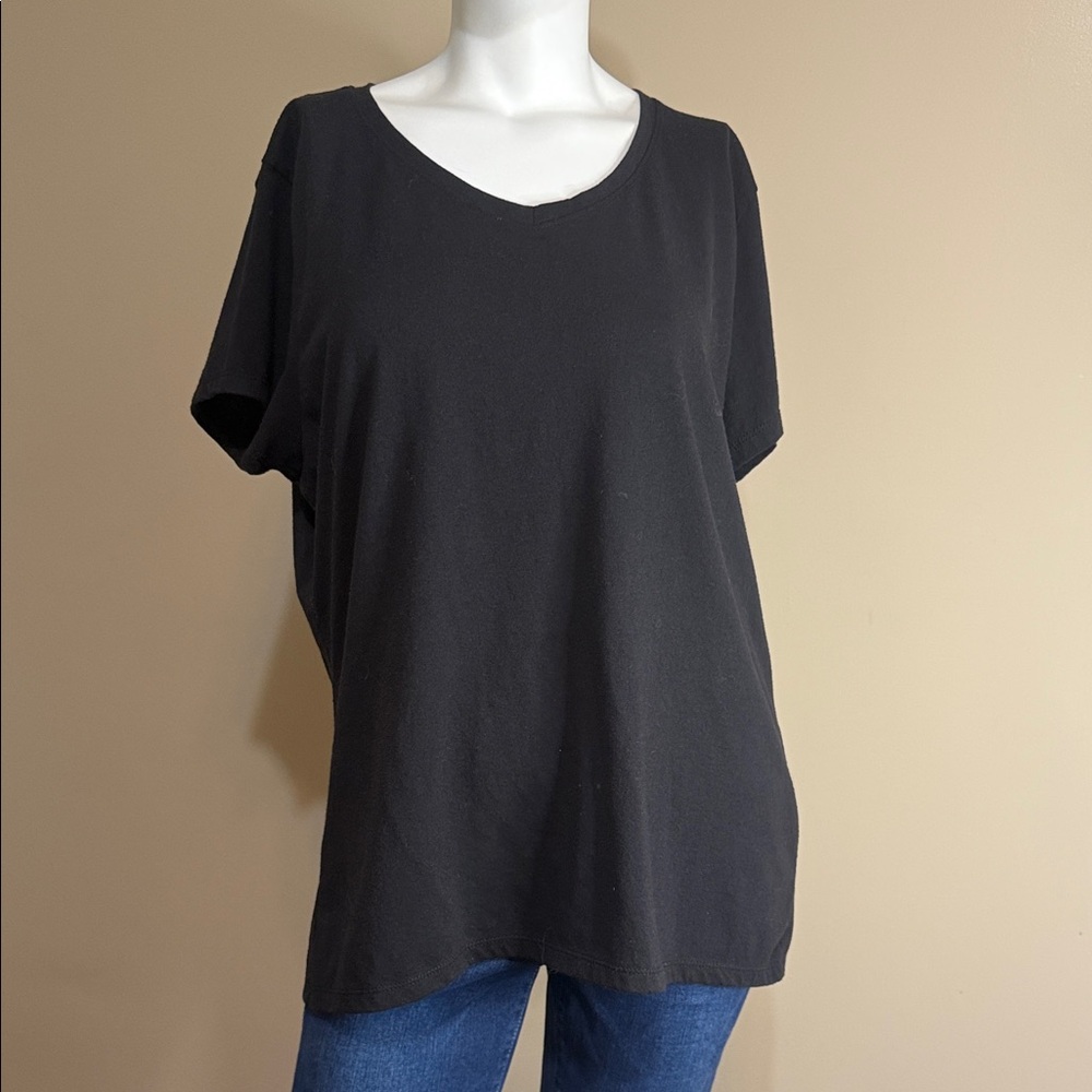 Hanes X-TEMP Black Short Sleeve V-Neck Tee